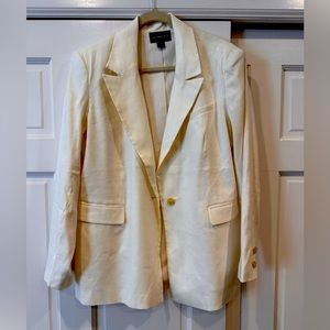 Something Navy Cream Linen Blazer Size M NWOT